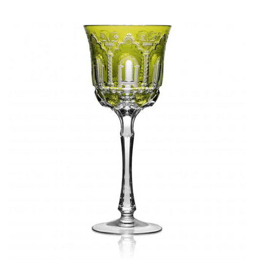 Athens Yellow-Green Water Glass by Varga Crystal