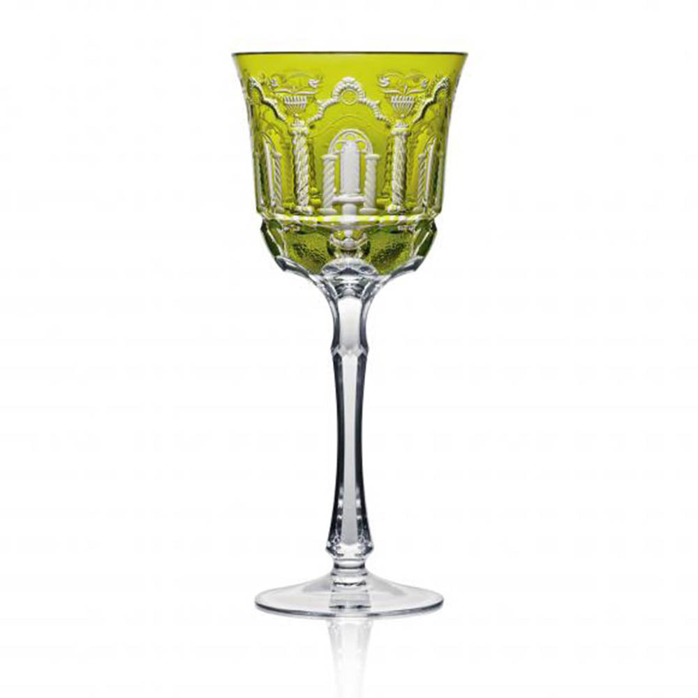 Athens Yellow-Green Wine Hock by Varga Crystal