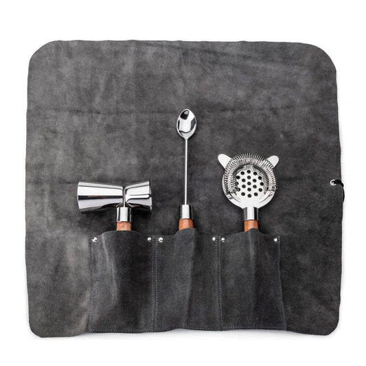 Bar Tool Set - Acacia + Leather by Simon Pearce