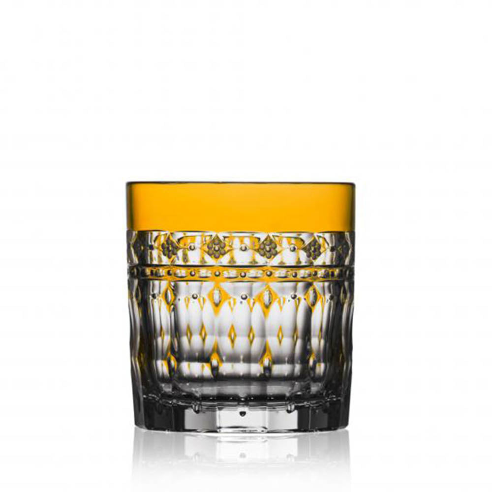 Barcelona Amber Old Fashioned Glass by Varga Crystal