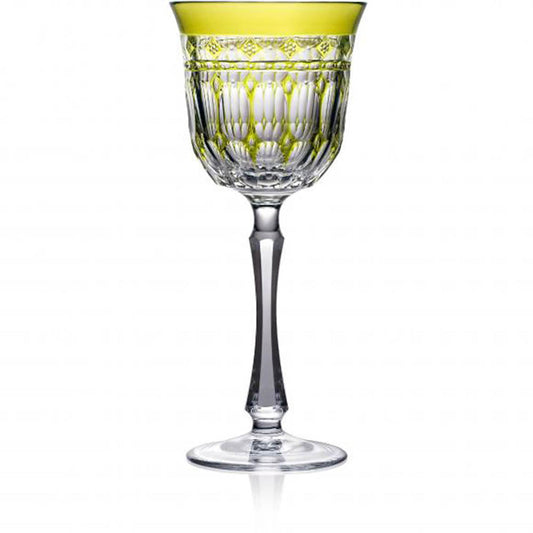 Barcelona Yellow-Green Water Glass by Varga Crystal