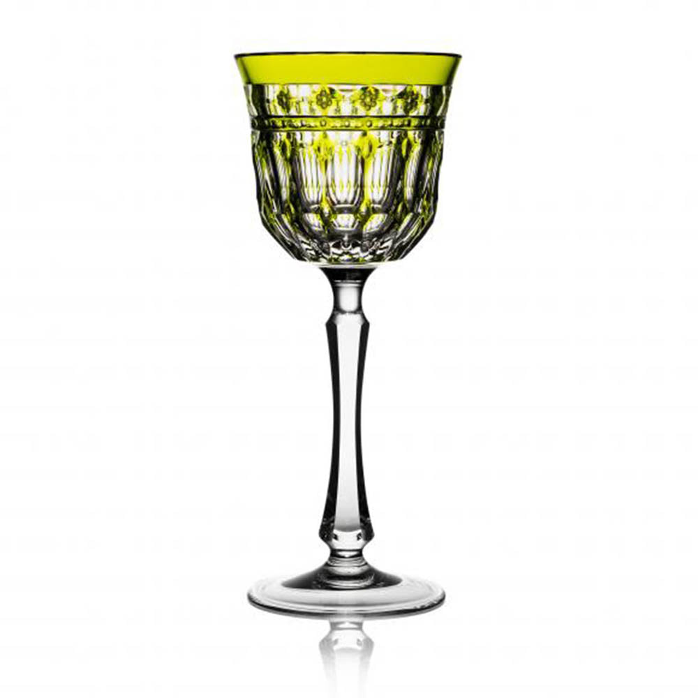 Barcelona Yellow-Green Wine Hock by Varga Crystal