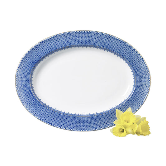 Blue Lace Oval Platter by Mottahedeh