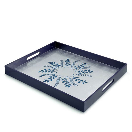 Blue/Silver Fern Rectangular Tray by William Yeoward Crystal