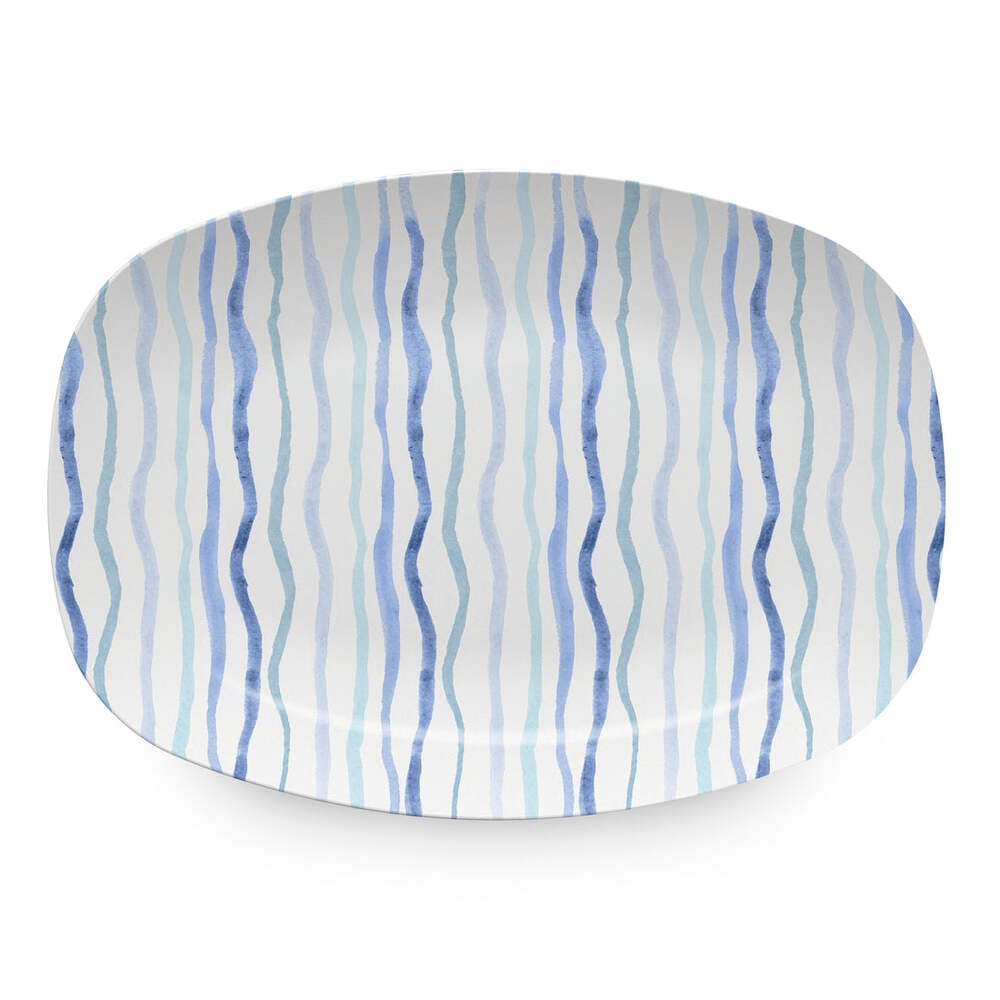 Teal Simple Stripes Platter by Mariposa