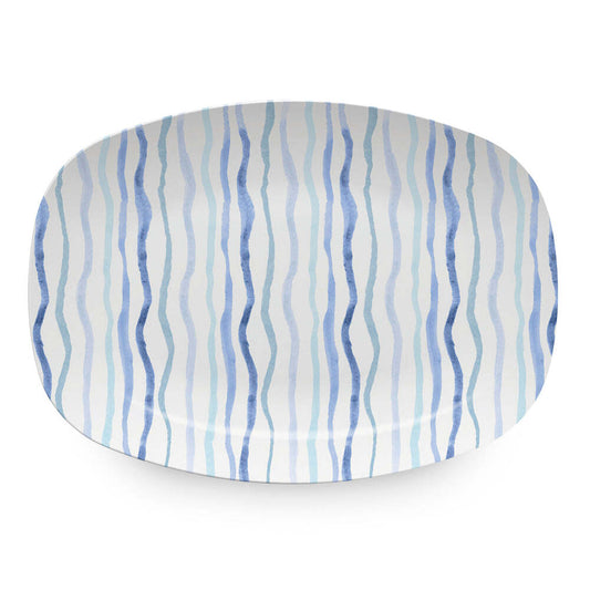 Teal Simple Stripes Platter by Mariposa