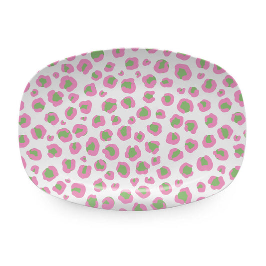 Cheetah Pink And Green Platter by Mariposa