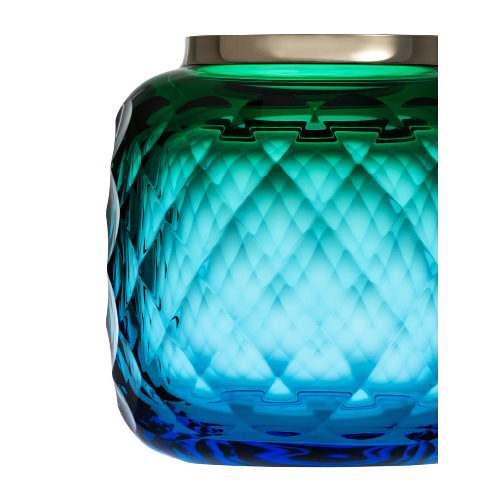 Chia Te Vase, 22.5 cm - Aquamarine with Green Crystal by Moser Additional image - 3