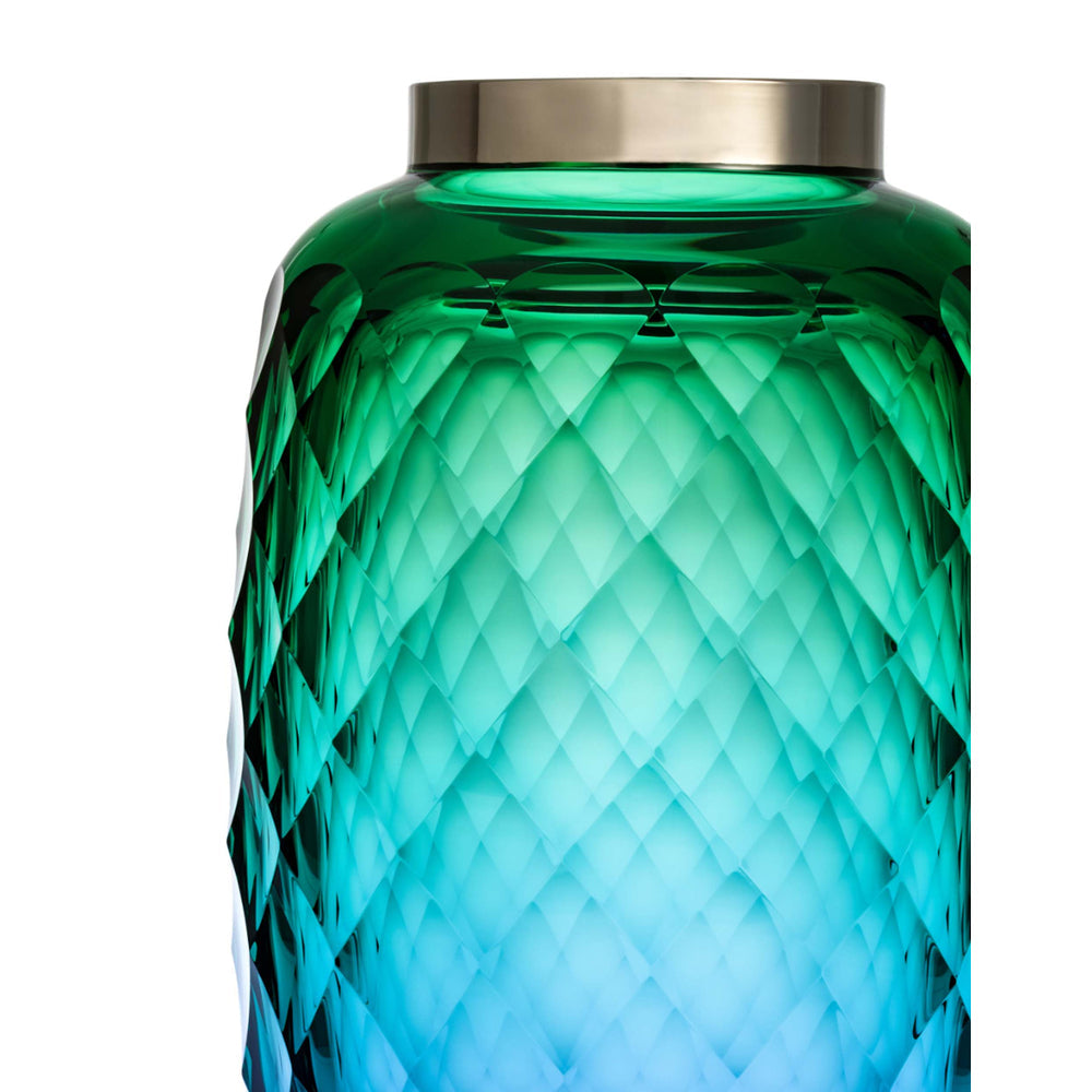 Chia Te Vase, 28 cm - Aquamarine with Green Crystal by Moser Additional image - 3