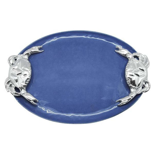 Cobalt Crab Handle Serving Tray by Mariposa