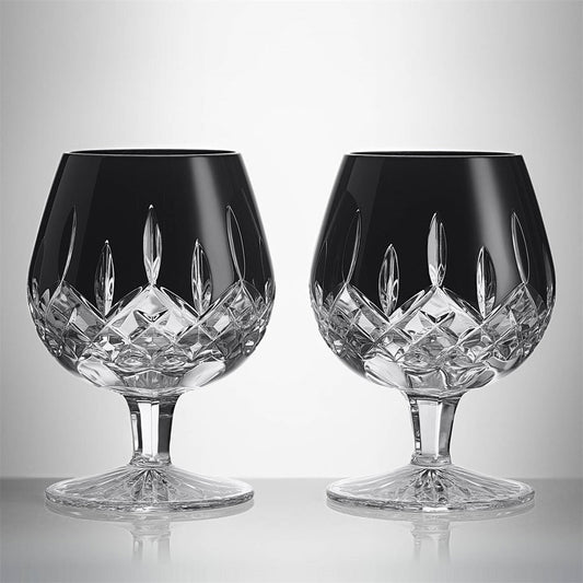 Connoisseur Lismore Black Brandy Balloon Glass 17oz Set of 2 by Waterford