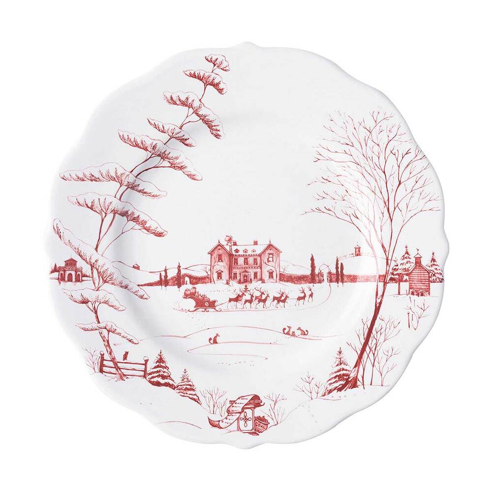 Country Estates Winter Frolic Ruby Dinner Plate Christmas by Juliska