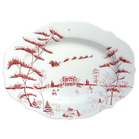Country Estates Winter Frolic Ruby Serving Platter Christmas Eve by Juliska