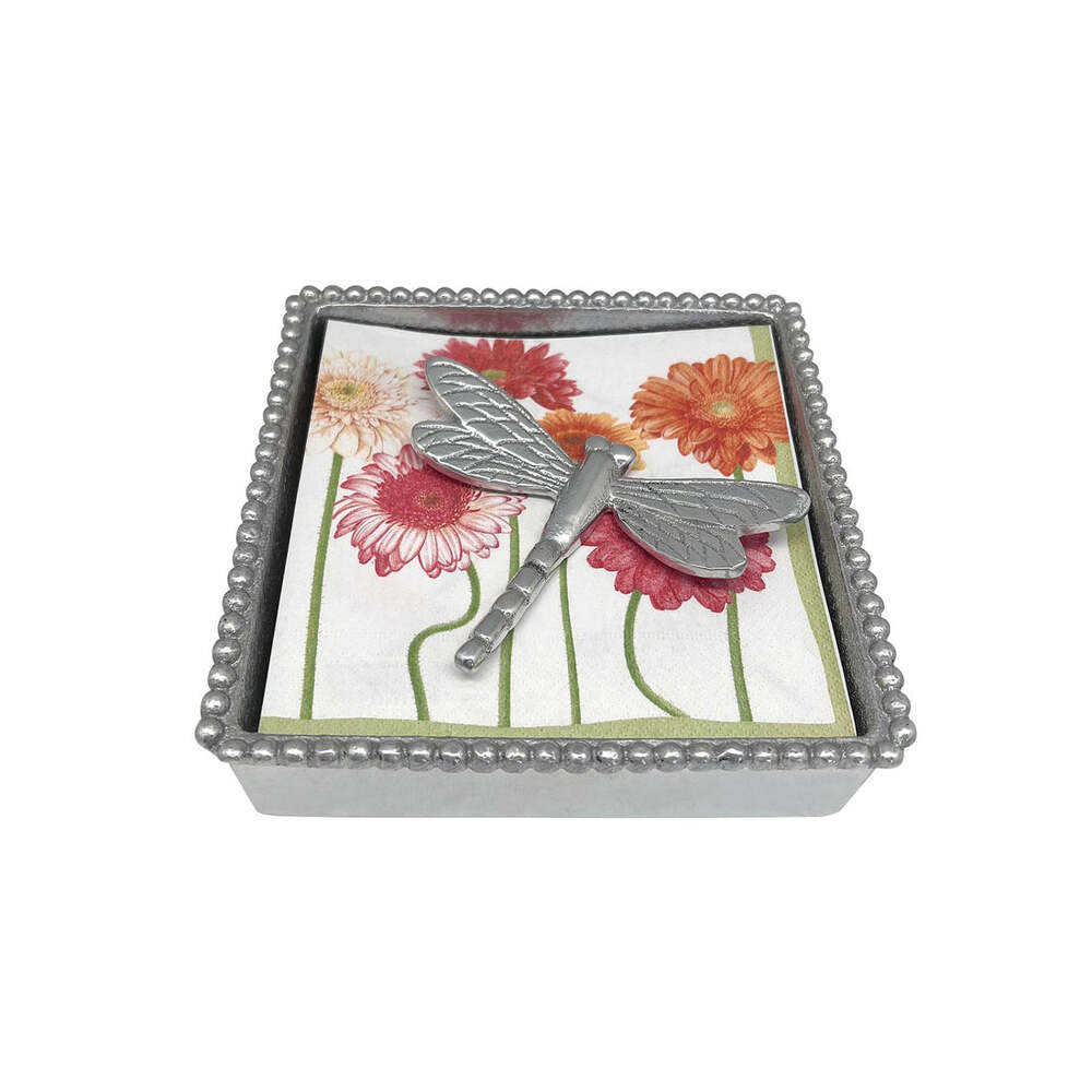 Dragonfly (1976) Beaded Napkin Box Set by Mariposa