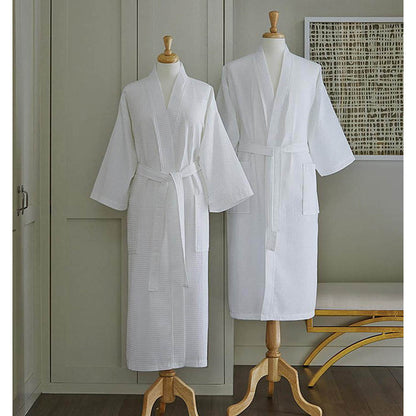 Edison White Bath Robe Waffle Weave by SFERRA Additional Image - 1