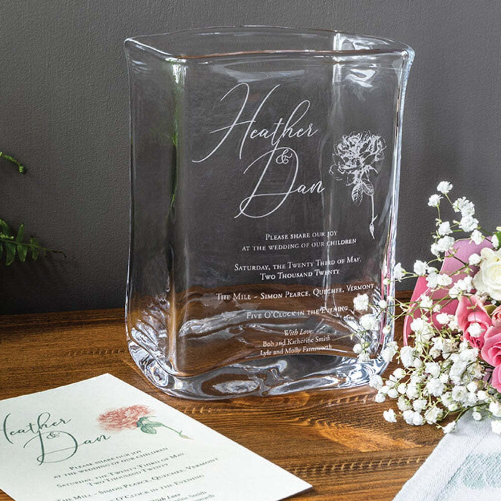 Engraved Weston Vase - L with Wedding Invitation by Simon Pearce Additional Image-3