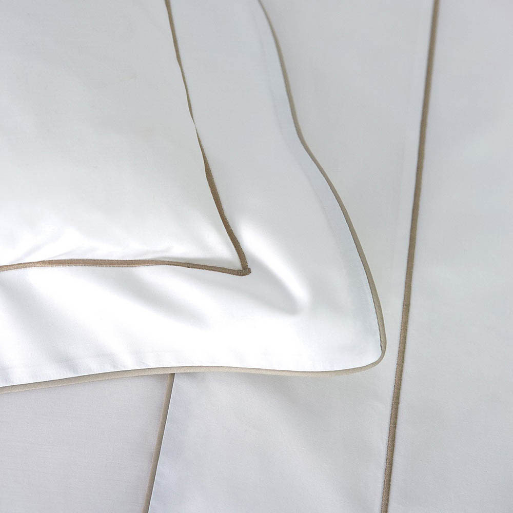 Flandre Luxury White Fitted Sheet by Yves Delorme Additional Image - 9