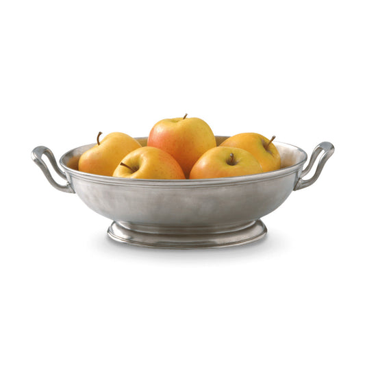 Footed Oval Bowl with Handles, Medium by Match Pewter