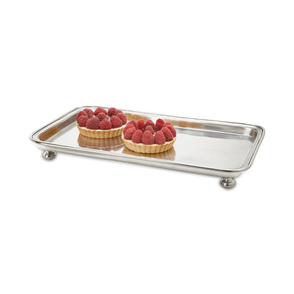 Footed Rectangle Service Tray by Match Pewter