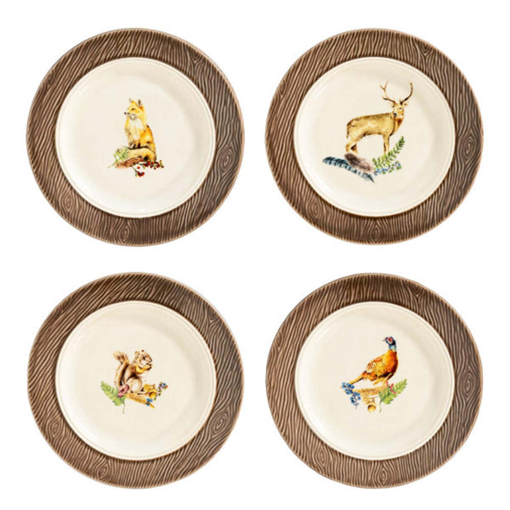 Forest Walk Animal Side/Cocktail Plate Assorted - Set of 4 by Juliska