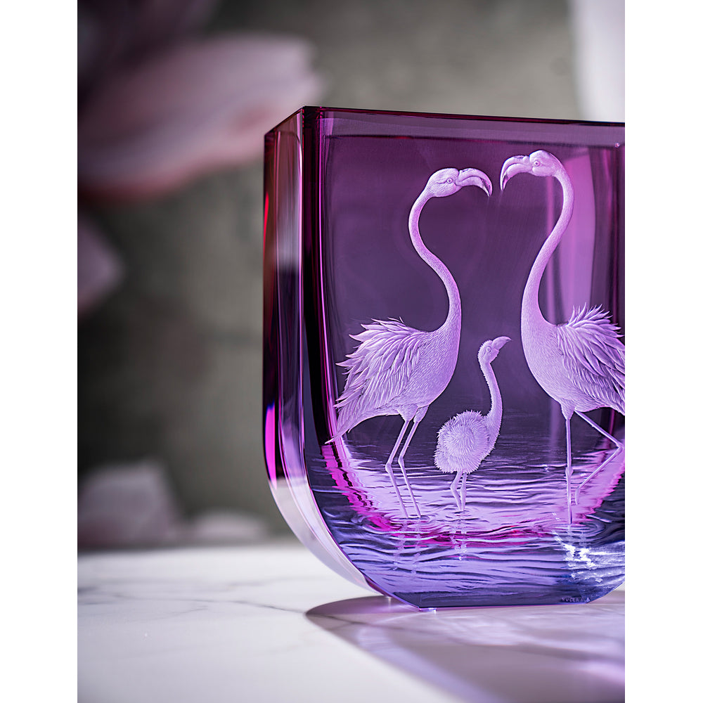 Four Seasons Vase With Flamingos Engraving, 24 cm by Moser Additional image - 2