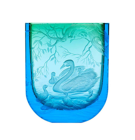 Four Seasons Vase With Swan Engraving, 24 cm by Moser