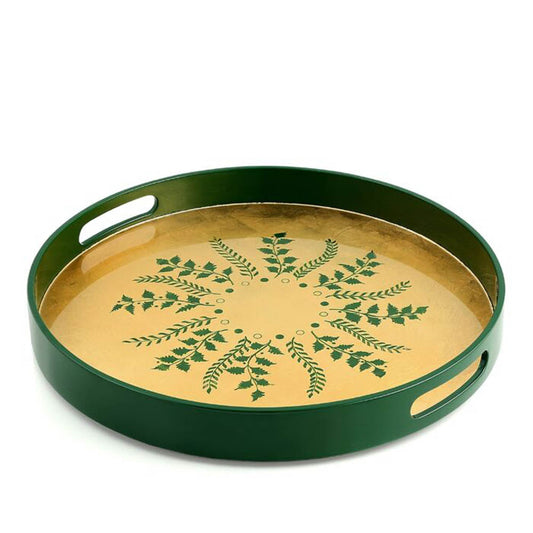 Green (/Gold Fern Round Tray by William Yeoward Crystal