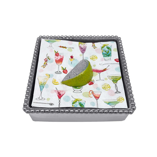 Green Lime (1767) Beaded Napkin Box Set by Mariposa