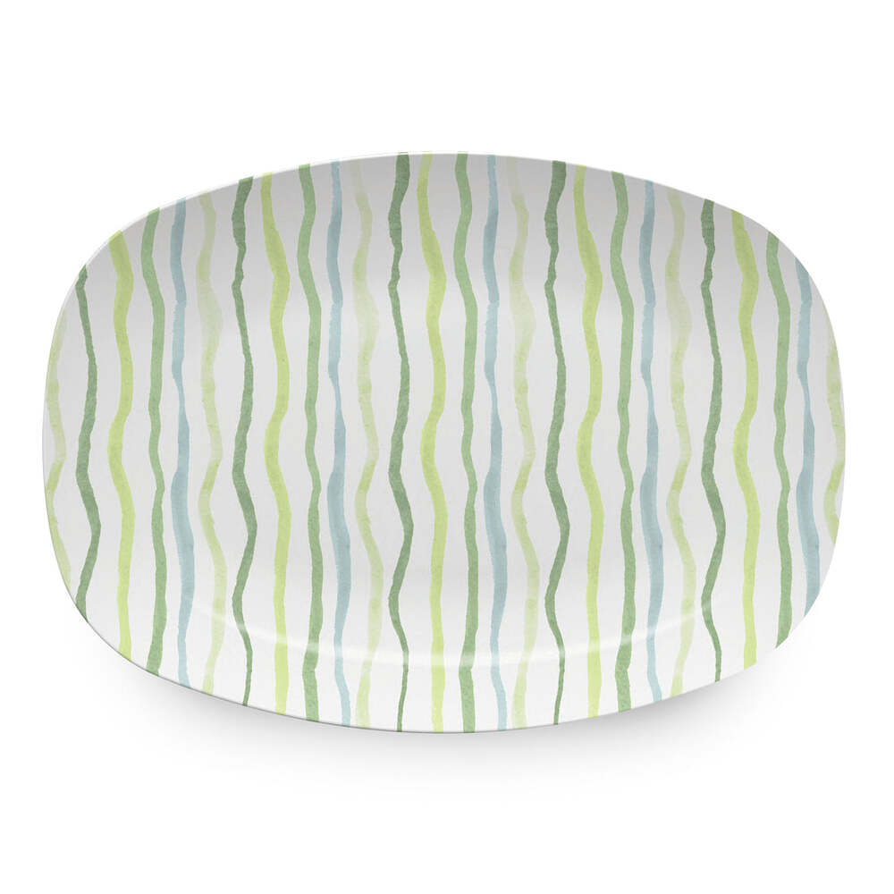 Teal Simple Stripes Platter by Mariposa