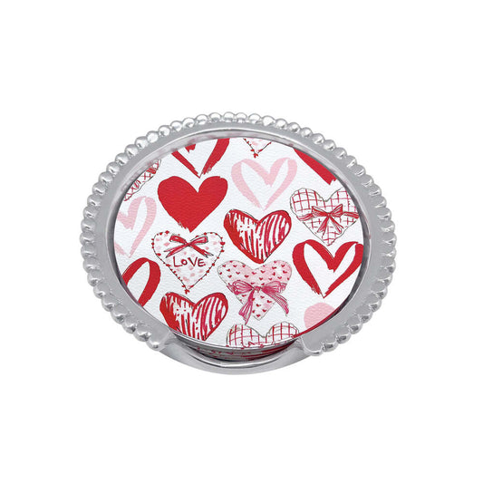 Hearts Beaded Coaster Set by Mariposa