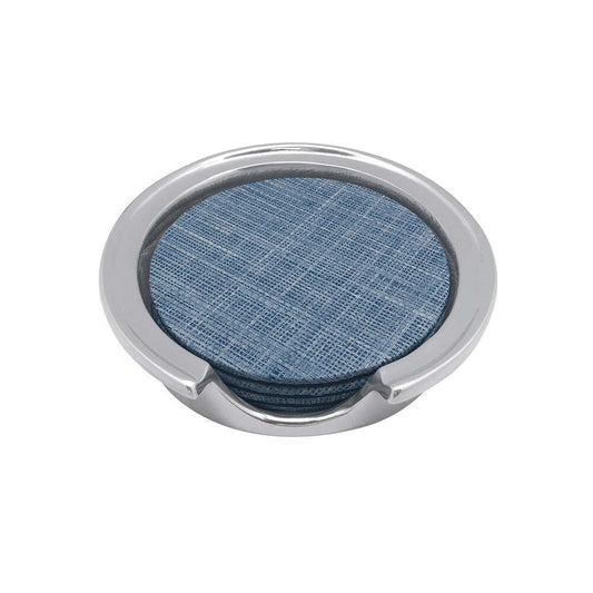 Heather Blue Faux Grasscloth Signature Coaster Set by Mariposa