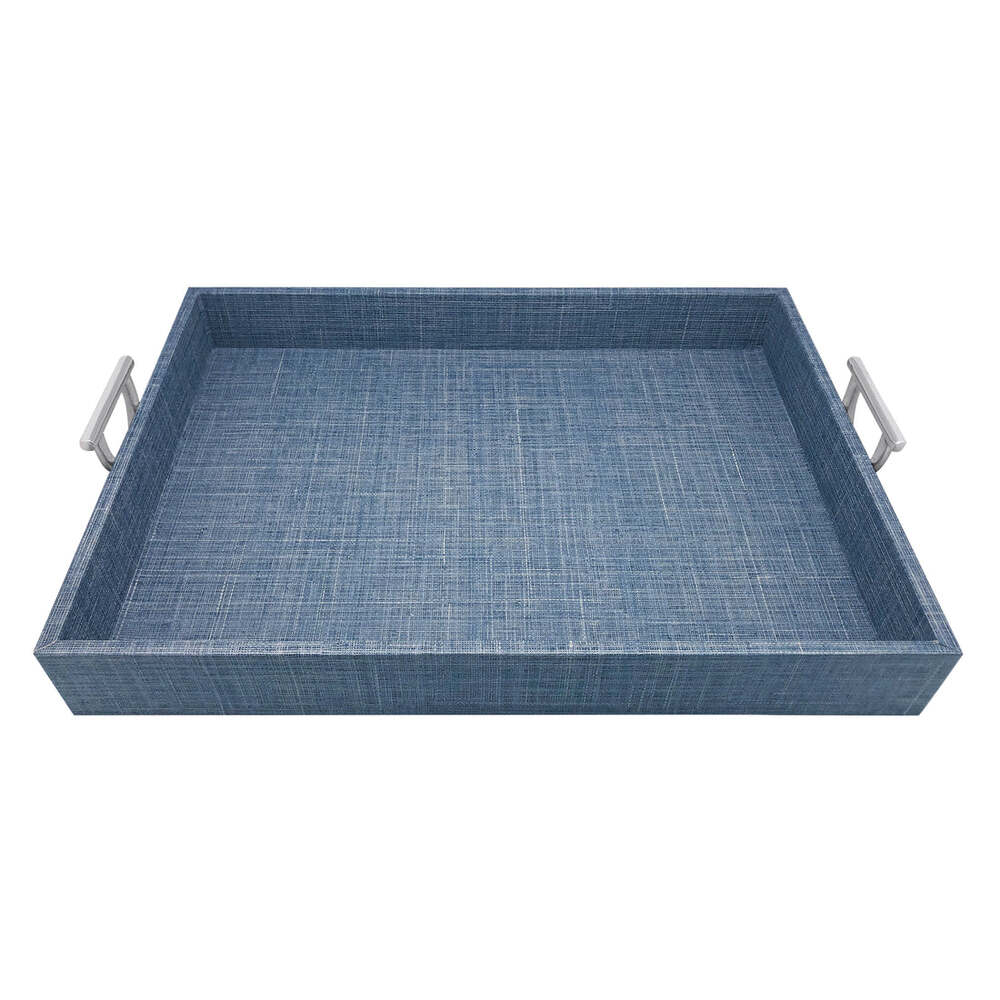 Heather Faux Grasscloth Tray With Metal Handles by Mariposa