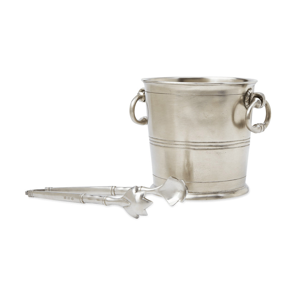 Ice Bucket with Rings With Tongs Set by Match Pewter