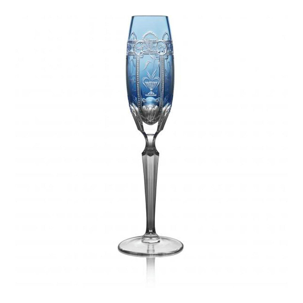 Imperial Sky Blue Grande Champagne Flute by Varga Crystal