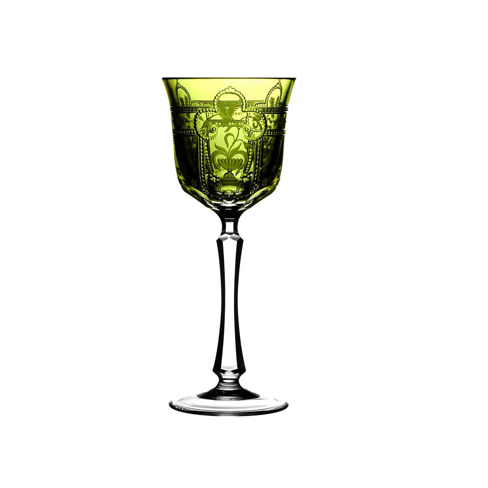 Imperial Yellow/Green Wine Glass by Varga Crystal