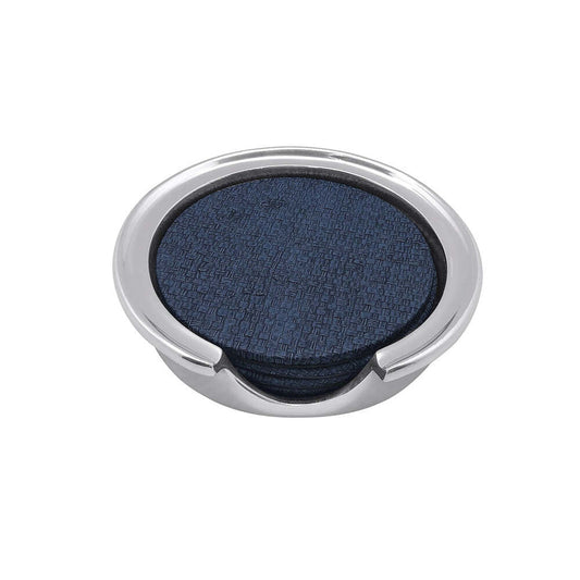 Indigo Faux Grasscloth Signature Coaster Set by Mariposa