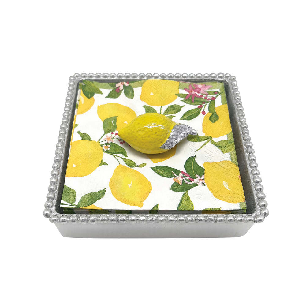 Lemon (1788) Beaded Napkin Box Set by Mariposa