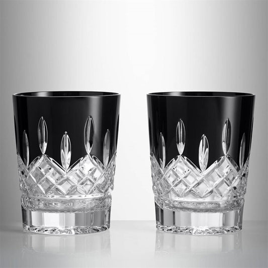 Lismore Black Double Old Fashioned Glass - Pair by Waterford
