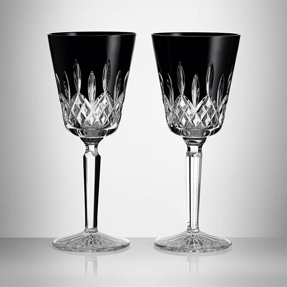Lismore Black Medium Goblet 11.5oz Pair by Waterford