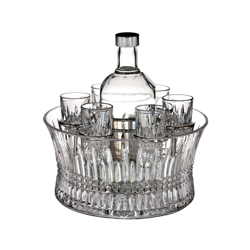 Lismore Diamond Vodka Set with Chill Bowl - Shot Glasses & Silver Insert by Waterford