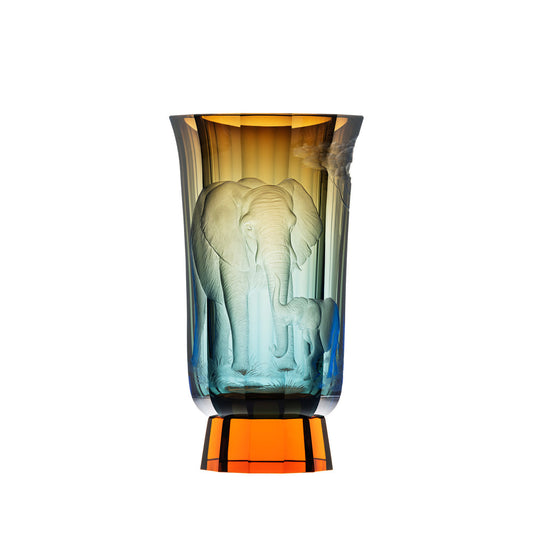 Mambo Vase, 33.5 cm Blue Orange by Moser