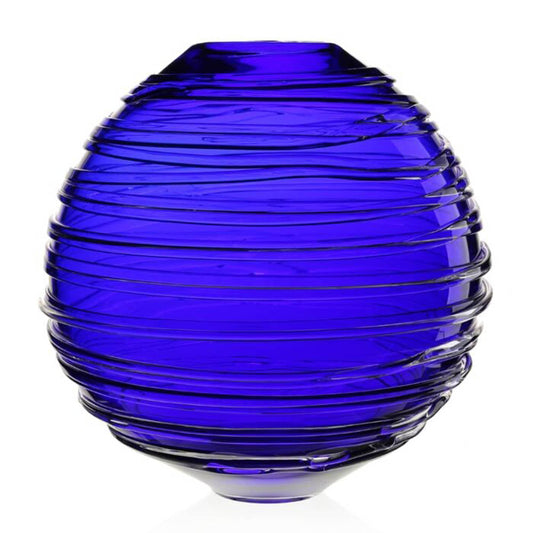 Miranda Ocean Blue Globe Vase 11" by William Yeoward Crystal