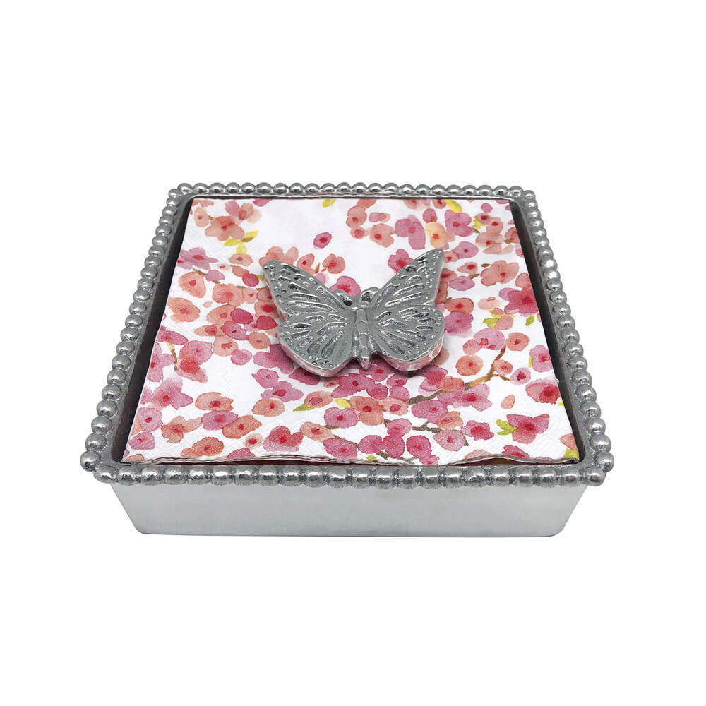 Monarch Butterfly (4040) Beaded Napkin Box Set by Mariposa