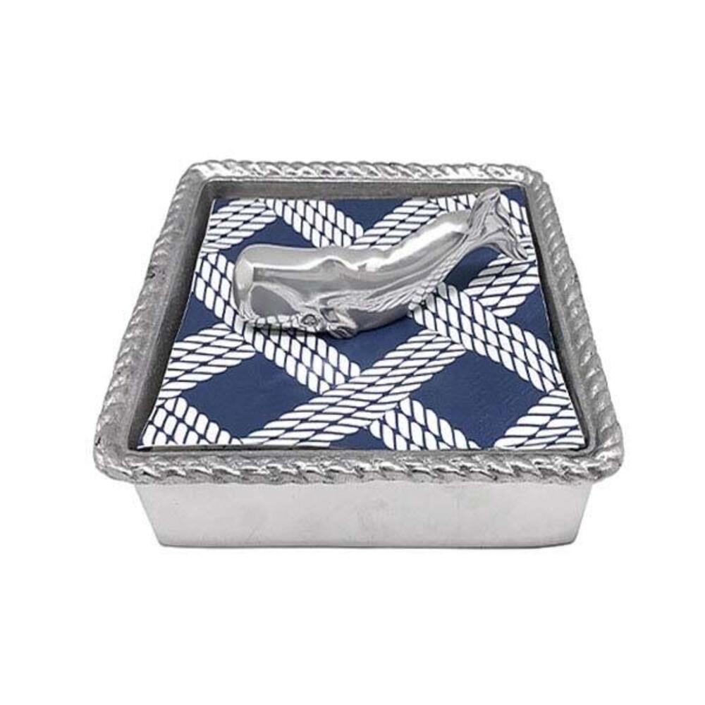 Nantucket Whale (4077) Rope Napkin Box Set by Mariposa