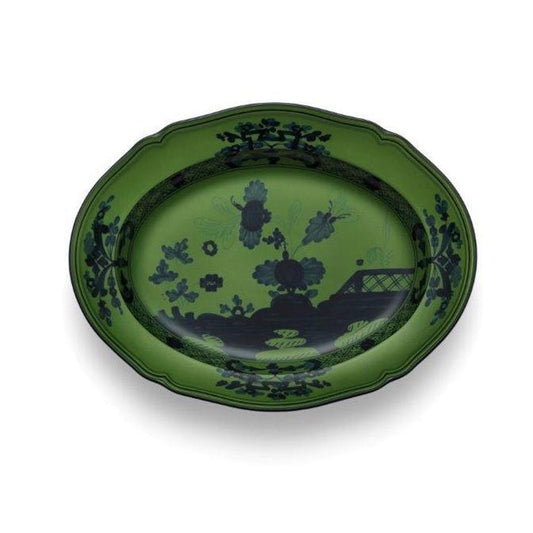 Oriente Italiano Malachite 13.5" Oval Flat Platter by Richard Ginori