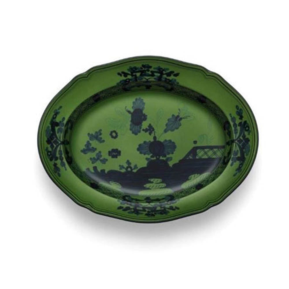 Oriente Italiano Malachite 15" Oval Flat Platter by Richard Ginori
