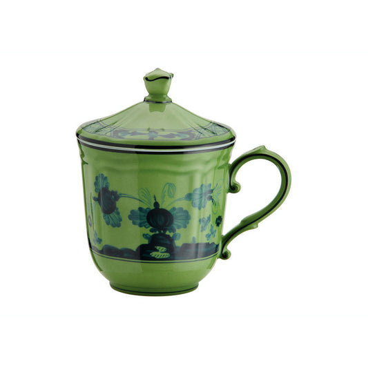 Oriente Italiano Malachite Mug with Cover by Richard Ginori