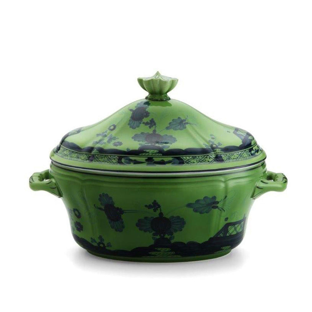 Oriente Italiano Malachite Oval Tureen with Cover by Richard Ginori