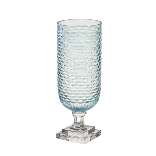 Pale Blue Glass Hurricane with Clear Base