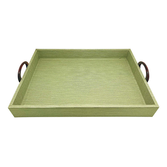 Palma Faux Grasscloth And Tortoise Handled Large Tray by Mariposa